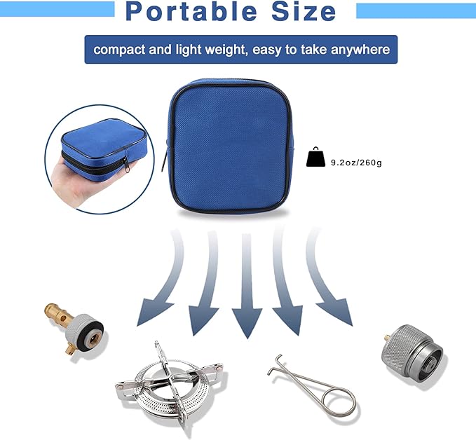 Caudblor Camping Stove with Butane Adapter - Lightweight Backpacking Stove for Hiking & Travel