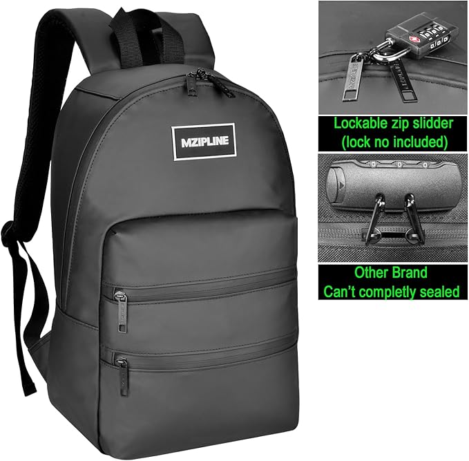 Small Backpack Bag-Water Resistant Daypack Travel bag with Activated Carbon Lined for Men & Women Travel (Black)