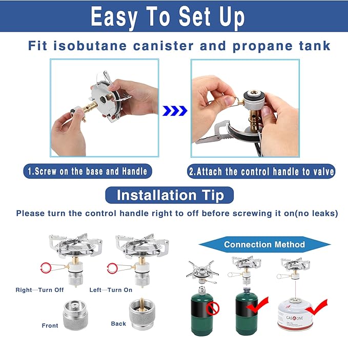 Caudblor Camping Stove with Butane Adapter - Lightweight Backpacking Stove for Hiking & Travel