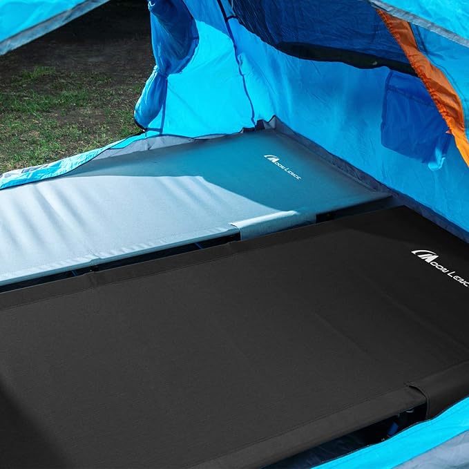 MOON LENCE Folding Camping Cot Outdoor Camping Bed Portable with Carry Bag Camp Cots for Adults for Hiking Backpacking Car Camping Outdoor&Indoor&Beach Use (black1)