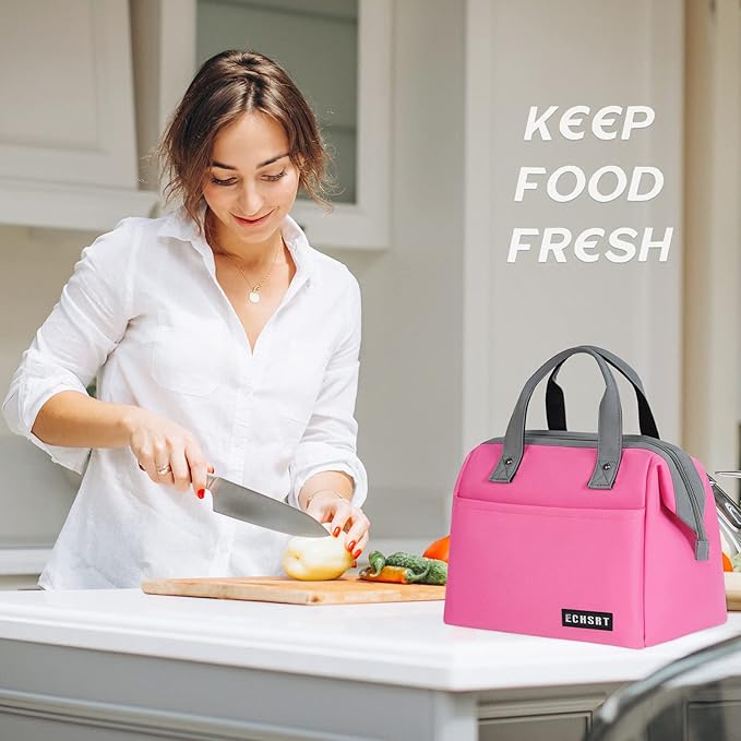 ECHSRT Large Insulated Lunch Bag for Women Men Leakproof Lunch Tote Bags Cooler Bag for Work Travel Adult Thermal Lunch Bags for Office -10L Lunchbox - Pink