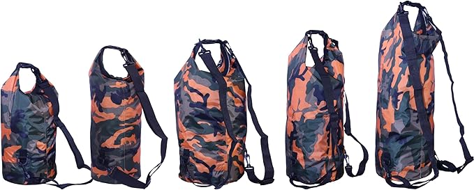 Waterproof Dry Bag Combo 5-30L Roll Top Dry Storage Bag Backpack for Kayaking Boating Beach Camping Travel Fishing, w/Phone Case & Collapsible Water Bottle & Sunglasses & Ear Band,Orange 30L