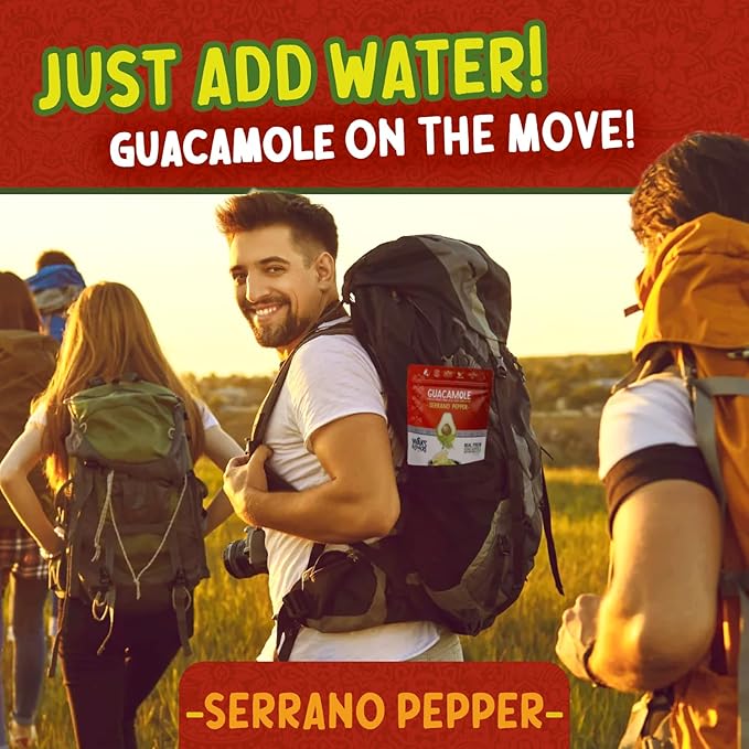 WAKS & SNACKS Freeze Dried Guacamole Serrano Pepper Mix | 100% Fresh Hass Avocados, Perfect for Chips | Energizes Camping & Hiking Meals | Vegan, Gluten-Free Guac Dip | 2 Avocados | 2 oz, 1 Pack