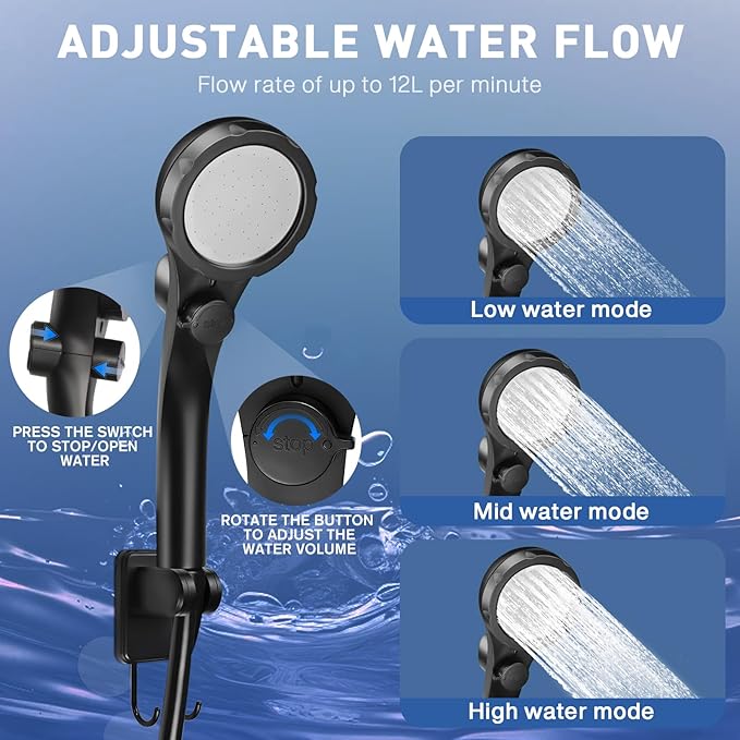 MIAOKE Upgrade Portable Camping Shower, 7800mAh Outdoor Electric Shower Rechargeable Pump with Intelligent Digital Display Temperature Display Shower Head for Camping, Hiking, Traveling