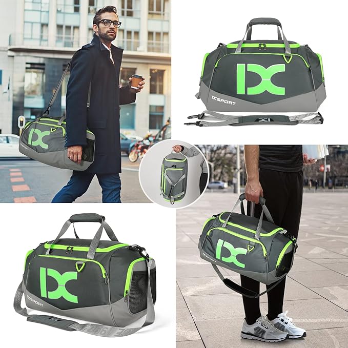 Sports Gym Bag,INOXTO Travel Duffel Bag with Dry Wet Pocket And Shoe CompartmentFor Women and Men,40L/55L Fitness Waterproof Weekender Bag For Swim Sports Travel Working Out (Gray green, 40L)