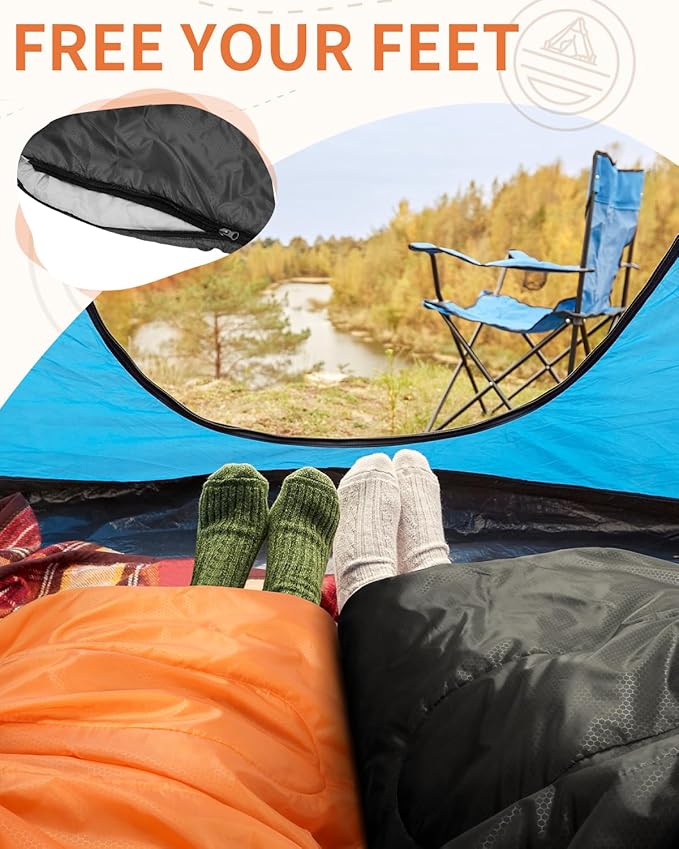 Sportneer Sleeping Bags for Adults, Warm & Cold Weather Sleeping Bag for Adults Kids Boys Girls - Lightweight Compact Camping Gear Equipment, Traveling, Backpacking, Hiking
