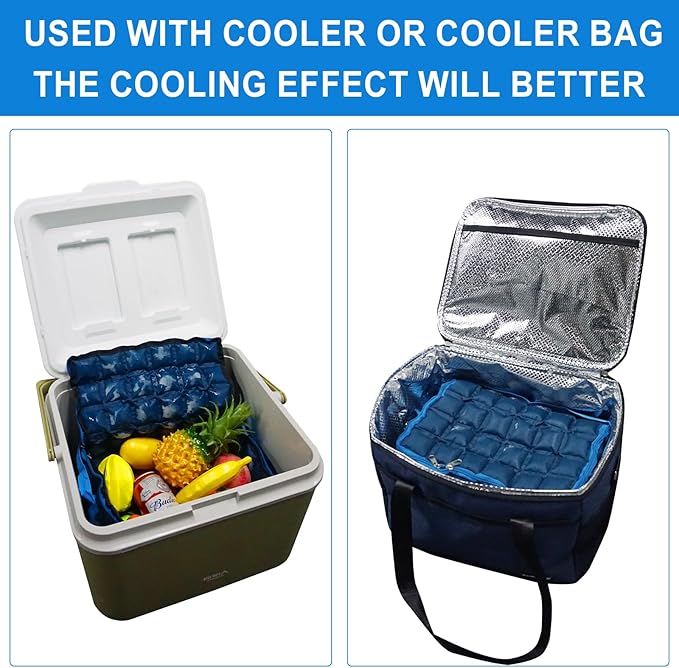 Reusable Ice Pack for Lunch Box and Cooler Bag, Reusable and Long-Lasting Cold Packs Flexible Slim Ice Packs, Freezer Packs for Shipping Food, Cooling Packs for Mailing, Lightweight & Space Saving