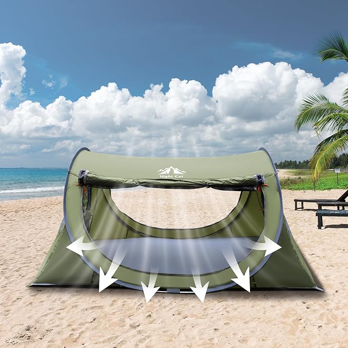Night Cat Pop-up Camping Tent: 1 2 Person Tent Waterproof Instant Easy Setup Tunnel Tent