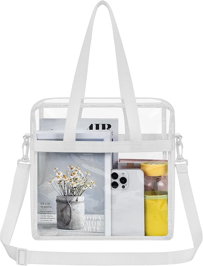 USPECLARE Clear Tote Stadium Approved, Security Travel & Gym Clear Bag for Work Sports Games Concerts