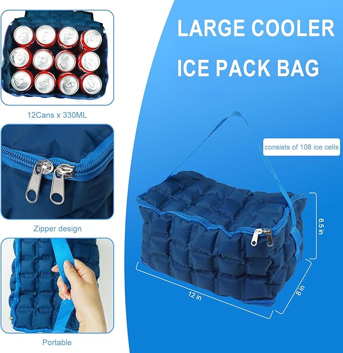 Reusable Ice Pack for Lunch Box and Cooler Bag, Reusable and Long-Lasting Cold Packs Flexible Slim Ice Packs, Freezer Packs for Shipping Food, Cooling Packs for Mailing, Lightweight & Space Saving