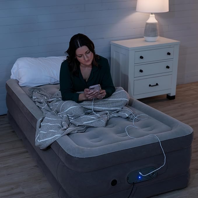 SLEEPLUX Durable Inflatable Air Mattress with Built-in Pump, Pillow and USB Charger