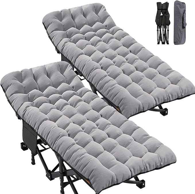 ABORON 2Pack Oversized XXL Folding Camping Cot W/Mat for Adults, 78" L x 32" W x 18" H Heavy Duty Outdoor Bed with Carry Bag,1200 D Layer Oxford Travel Camp Cots