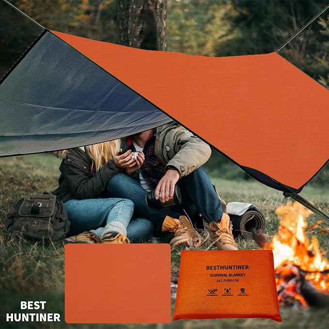 Heavy Duty Survival Blanket -Multifunctional Reflective Tarp Thermal Blanket - 60" x 83" Waterproof Sandproof for Camping Hiking Outdoors Multifunctional Emergency Blanket…