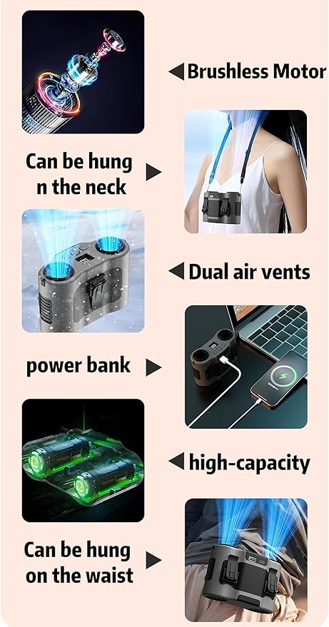 Waist mounted air conditioning fan - a cooling device designed specifically for outdoor workers, equipped with a 20000mAh battery, providing 40 hours of long-lasting battery life (grey)