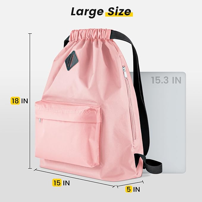 Vorspack Drawstring Backpack Water Resistant String Bag Sports Gym Sack with Side Pocket for Men Women