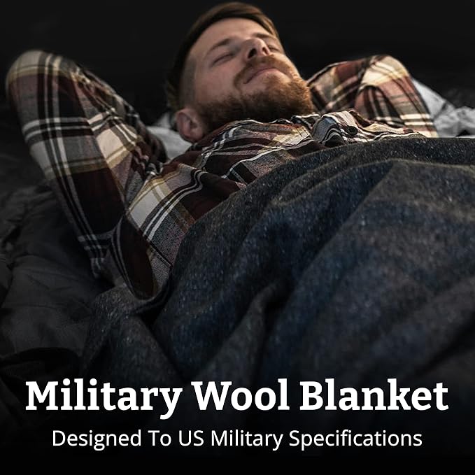 Grey 62x80 Military Wool Blanket for Emergency,Camping & Everyday Use (Grey)