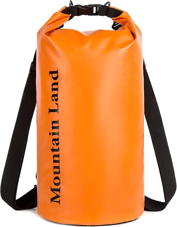 Mountain Land Waterproof Beach Dry Bag 20L Roll Top Backpack Boat Bag Dry Sack for Kayaking Rafting Fishing Hiking Camping Orange