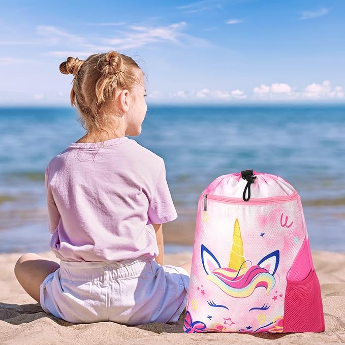 WAWSAM Gym Drawstring Backpack String Bag - 15” x 17” Sports Gym Bag for Kids Waterproof Swimming Beach Shopping Yoga Bag