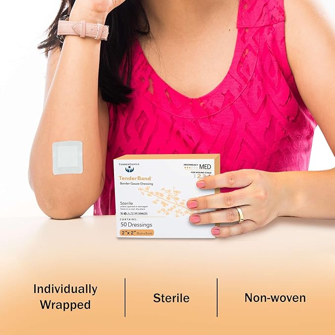 Island Dressing Bordered Gauze 2x2-50 Gauze Bandages for Wound Protection - Good for Hospitals, Medical Facilities, First Aid Kits, and More