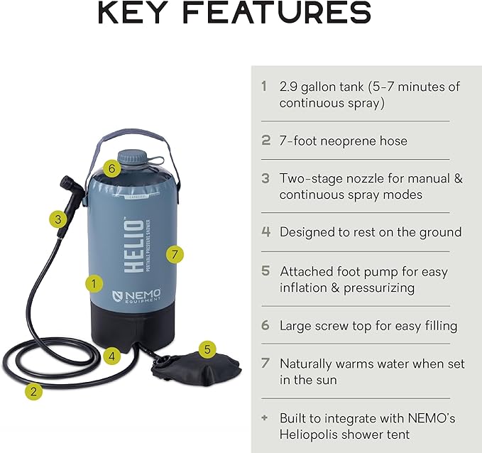 NEMO Helio Portable Pressure Camp Shower