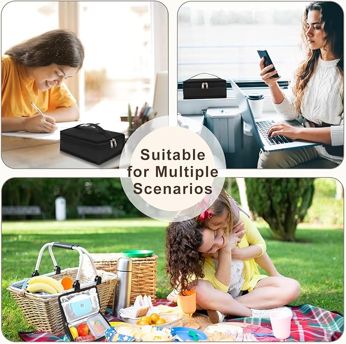 FlowFly Small Insulated Lunch box Portable Soft Bag Mini Cooler Thermal Meal Tote Kit with Handle for Work & School, Heather Grey