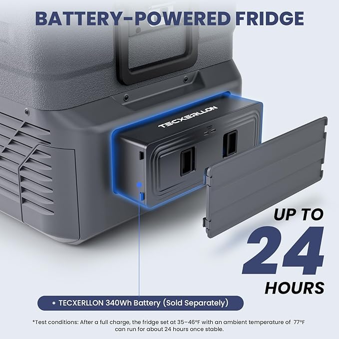 12 Volt Car Refrigerator Dual Zone Electric Cooler, 40 Quart Portable Freezer Fridge with APP Control, Compatible with Detachable Battery (Not Included), for Overlanding, Camping, RV, Truck