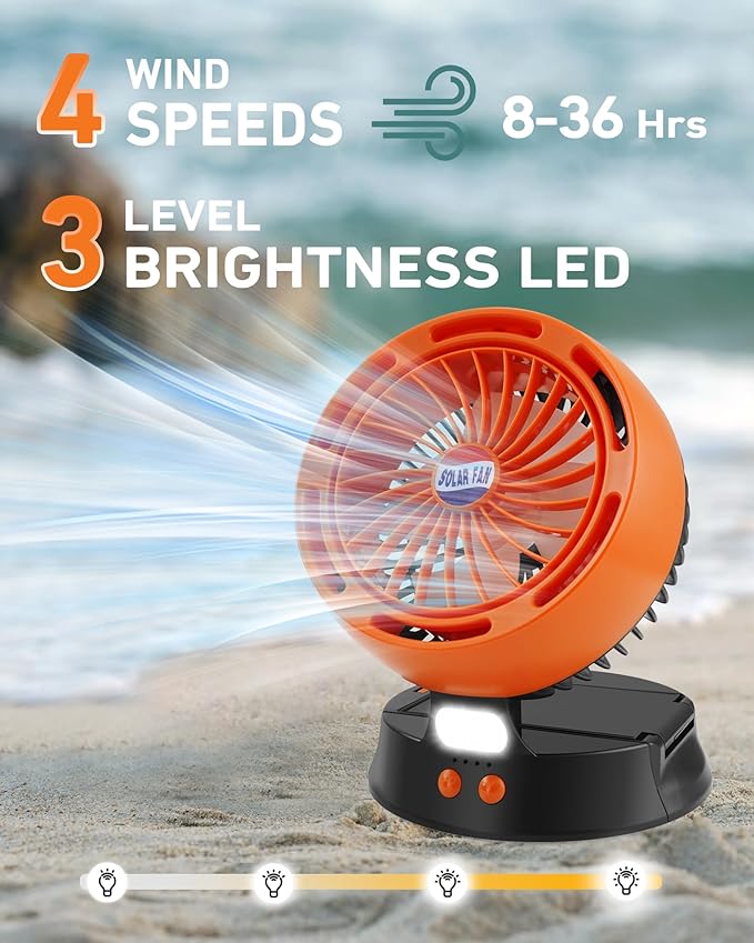 10400mAh Solar Camping Fan with LED Lantern, Rechargeable Portable Fan with 5W Solar Panel, Battery Operated Personal Fan for Outside Picnic, Fishing, Outdoor Tent Fan for Camping Essentials