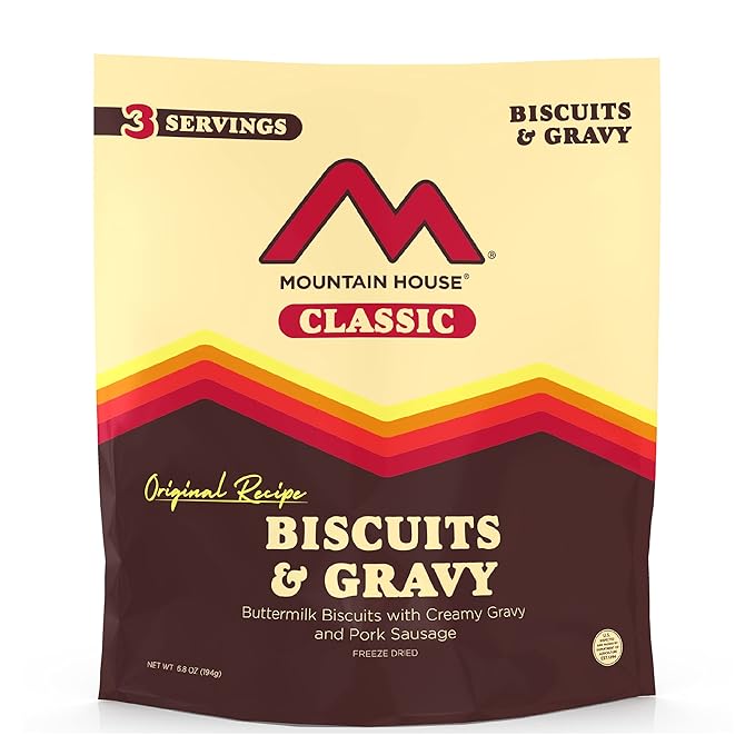 Mountain House Classic Biscuits & Gravy | Freeze Dried Backpacking & Camping Food | 3 Servings