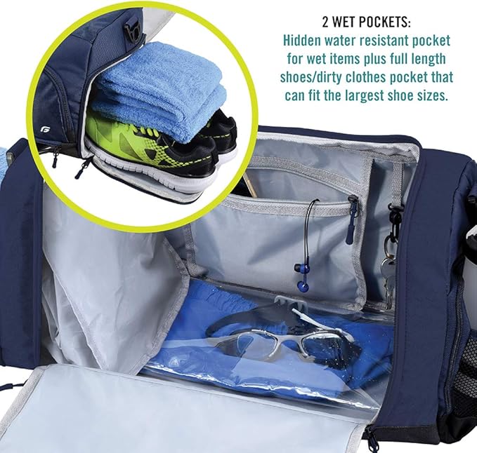 Ultimate Gym Bag 2.0: The Durable Crowdsource Designed Duffel Bag with 10 Optimal Compartments Including Water Resistant Pouch