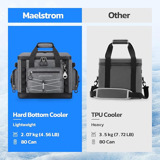 Maelstrom Soft Sided Cooler Bag, 30/40 Can Collapsible Insulated Ice Chest, Large Leakproof Camping & Travel Cooler for Kayaking & Beach