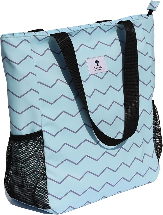 ESVAN Original Floral Water Resistant Large Tote Bag Shoulder Bag for Gym Beach Travel Daily Bags Upgraded