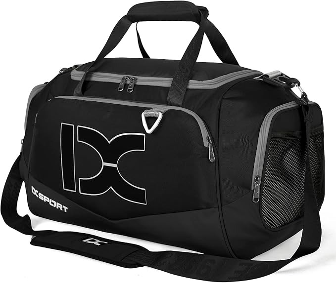 Sports Gym Bag,INOXTO Travel Duffel Bag with Dry Wet Pocket And Shoe CompartmentFor Women and Men,40L/55L Fitness Waterproof Weekender Bag For Swim Sports Travel Working Out (Black white, 40L)