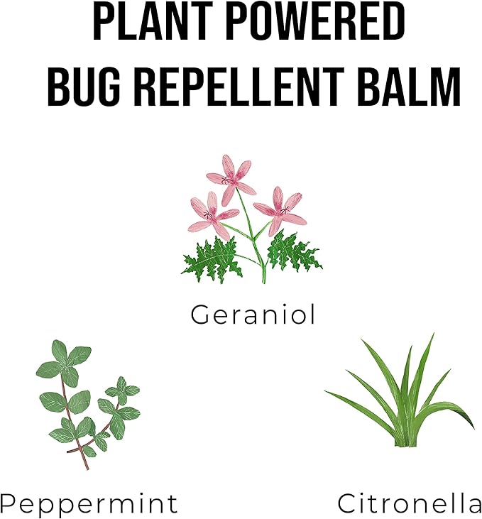 Quitch Geraniol Bug Balm, Bug Spray Alternative Travel Size Repellent, DEET Free Mosquito Shield for Kids, Natural Travel Size Mosquito Repellent Wipes Alternative Balm for Babies, Made in The USA