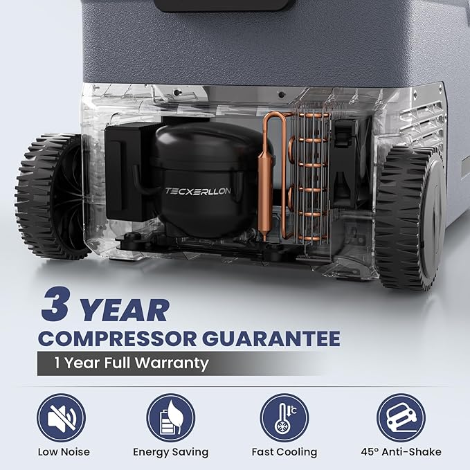 12 Volt Car Refrigerator Dual Zone Electric Cooler, 50 Quart Portable Freezer Fridge with APP Control, Compatible with Detachable Battery (Not Included), for Overlanding, Camping, RV, Truck
