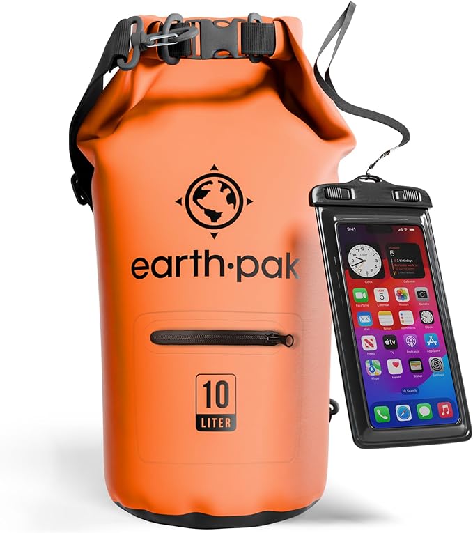 Earth Pak Waterproof Dry Bag with Zippered Pocket - Waterproof Dry Bag Backpack Keeps Gear Dry