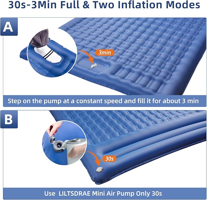 Camping Sleeping Pads,Extra Thick 5 Inch Inflatable Sleeping Mat with Pillow Built-in Pump,Oversized Air Mattress Super Portable for Backpacking Hiking, Tent, Traveling