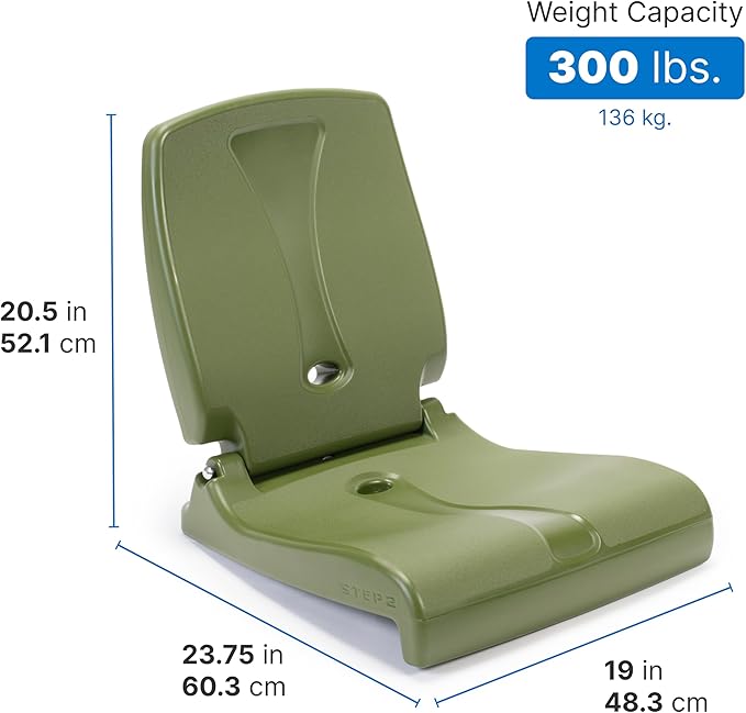 Step2 Foldable Adult Flip Seat, Portable Outdoor Chair for Poolside, Tailgating, Camping, Picnic Chair, Provides Back Support When Sitting on Ground, Olive
