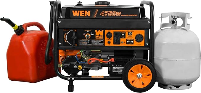 WEN 4,750-Watt 120V/240V Dual Fuel Portable Generator with Wheel Kit and Electric Start (DF475T)