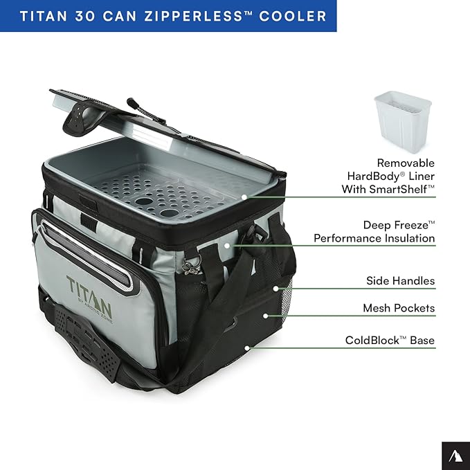 Titan by Arctic Zone Deep Freeze Cooler - Zipperless Hardbody Cooler - Deep Freeze Insulation, HardBody Liner, and SmartShelf