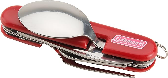 Coleman Camping Utensil Set Stainless Steel 4-in-1 Tool: Fork Knife Spoon & Bottle Opener for Outdoor Meals Ideal for Camping Backpacking Tailgating & Adventures