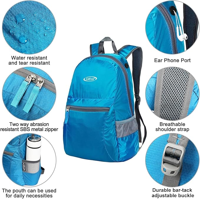 G4Free 20L Lightweight Packable Backpack Travel Hiking Daypack Foldable