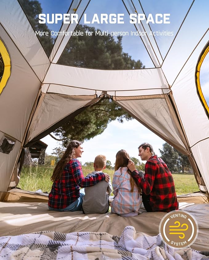 FanttikOutdoor Zeta C8 Air/C10 Air Camping Tent, Lightweight 10 Person Instant Cabin Tent Setup in 60s, 20% Lighter, Ultralight with Carry Bag for Family Camping & Hiking, Upgraded Ventilation