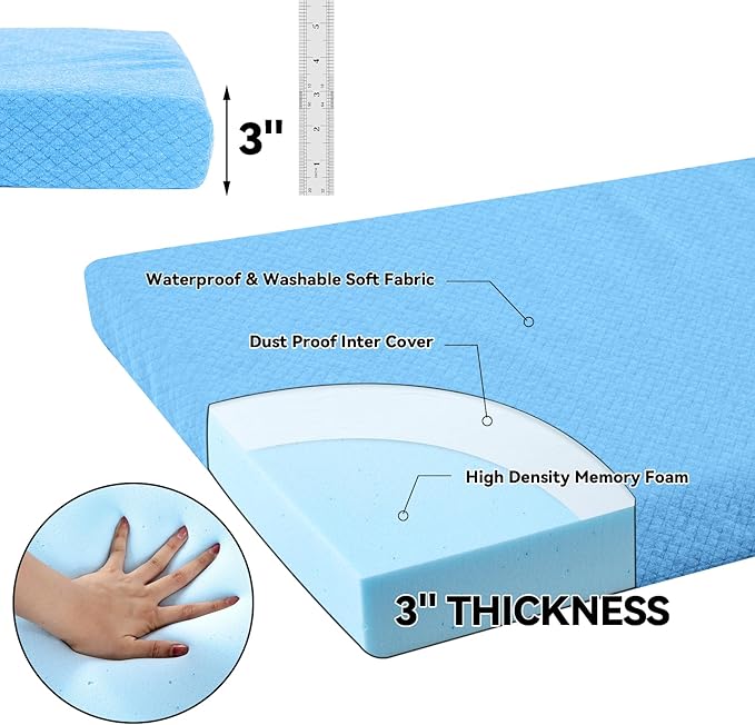 HOMBYS Memory Foam Camping Mattress Pad,Portable Sleeping Pad for Adult,Waterproof Cot Mattress,Roll Up Floor Mattress,Foldable Backpacking Travel Bed for Hiking,Guest Bed