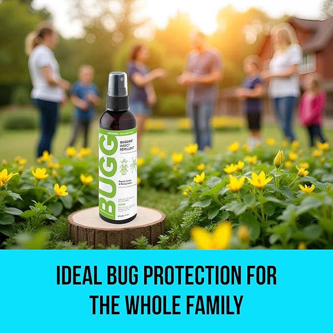 BUGGINS Original - Insect Repellent - Gnats & Mosquitoes, DEET Free, Non-Greasy - 4 oz Pump Spray Bottle