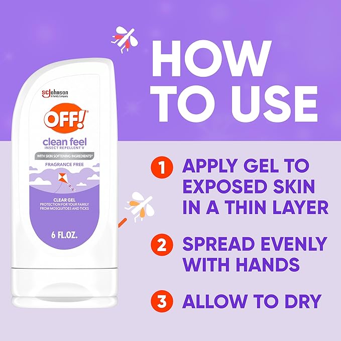OFF! Clean Feel Insect Repellent Clear Gel with 20% Picaridin, Bug Repellent with Long Lasting Protection from Mosquitoes, Hydrating, 6 oz