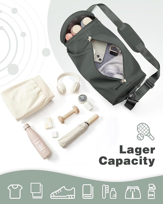 Small Gym Bag for Women,Waterproof Workout Bag Mini Duffle Bag Womens Spotrs Gym Bags Small Travel Duffel Bag with Wet Pocket Carry on Weekender Bags for Dance Swimming,Gym,Yoga,Fitness Dark Green