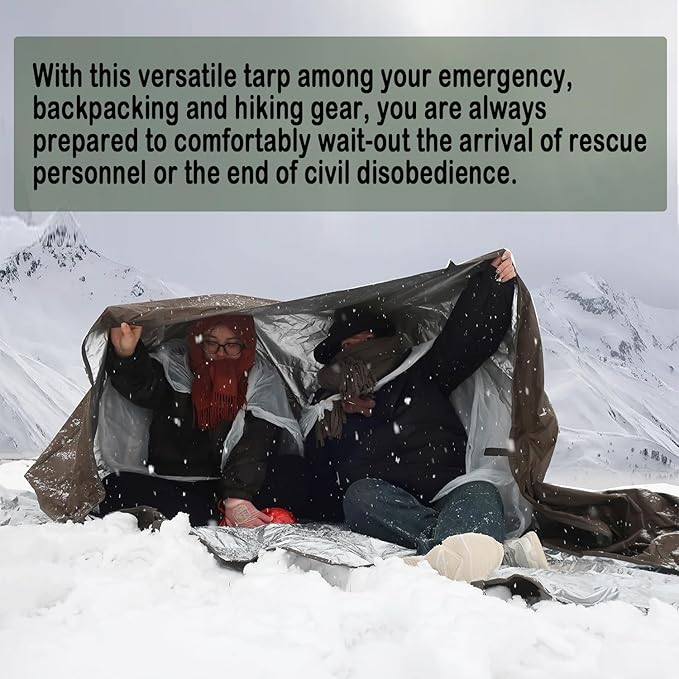 GOLDCAMP Bushcraft Emergency Camping Tarp,70D Nylon 10X13.2FT Hammock Rain Fly ,UV 50+ and PU15000mm Tent Tarp Shelter Canopy,Heavy Duty Multifunctional Sun Shade Essentials for Hiking (10X13.2ft)