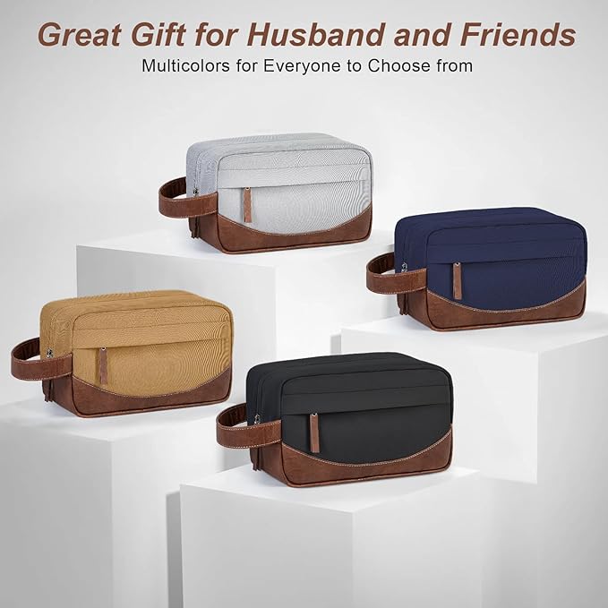 Travel Toiletry Bag for Men, Hanging Toiletry Organizer, Water Resistant Shaving Kit with Large Capacity for Travel Accessories - Brown