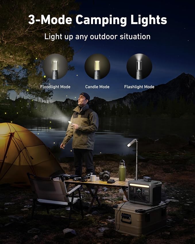 Anker SOLIX C800 Plus Portable Power Station, 1200W (Peak 1600W) Solar Generator with Camping Lights, 768Wh LiFePO4 Battery for Outdoor Camping, RVs, Road Trip, Power Outages (Optional Solar Panel)