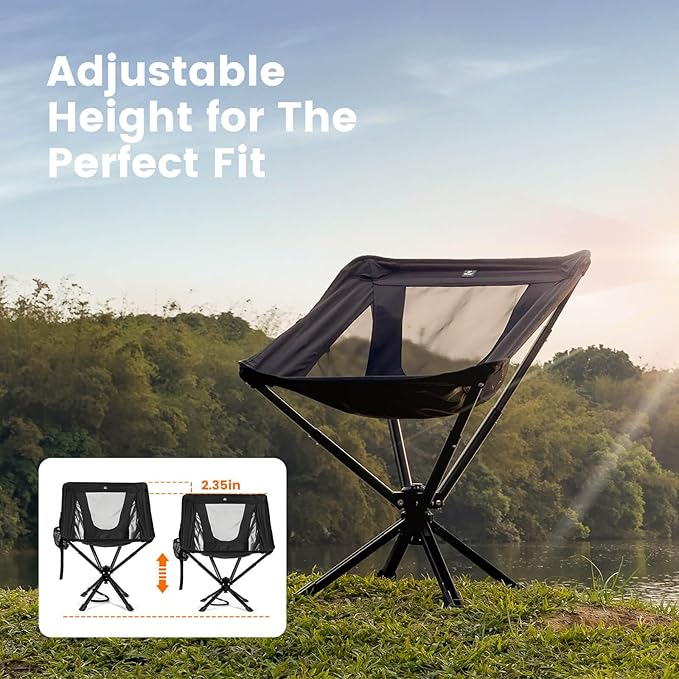 Portable Camping Chair - SwivelCore 180 Swivel & Auto-Return, Small Compact Lightweight Folding Chairs for Adults, Outdoor Backpack Chair for Adventures, Setup in Seconds, Support 300 LBS